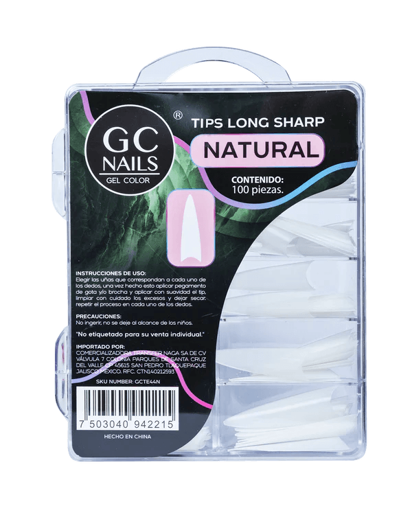 GC NAILS TIPS LONG SHARP 100PCS E44 NATURAL                                       