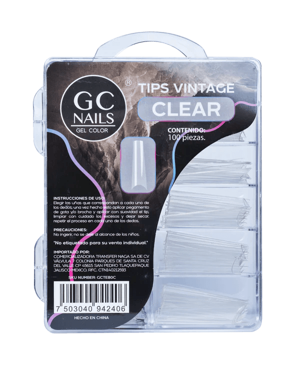 GC NAILS TIPS VINTAGE 100PCS E80 CLEAR                                                     