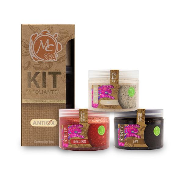 Kit de exfoliantes 3pzs de 150 grs c/u NUEZ LIGERO, CAFÉ MEDIO Y FRUTOS ROJOS PROFUNDO MC NAILS