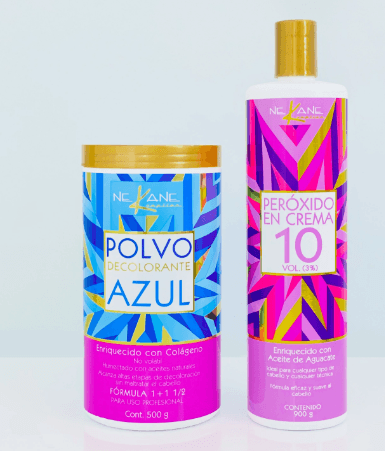 JUEGO de Polvo decolorante 500g + Peróxido 10 Vol. 900g NEKANE